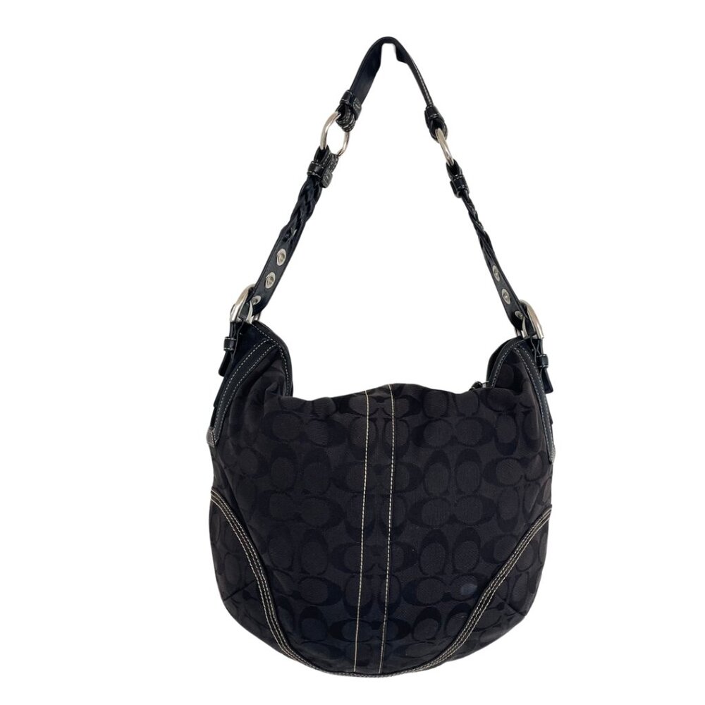 Vintage Coach Purse Hobo Signature Shoulder Bag Black Monogram 6279 Y2K - Picture 6 of 11